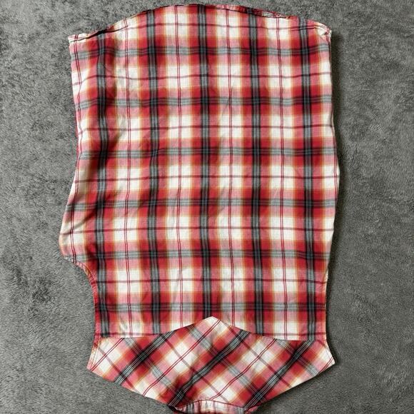 Wrangler Retro Sleeveless Red Plaid Pearl Snap Button Shirt L Rodeo Cowgirl Top - Picture 4 of 6